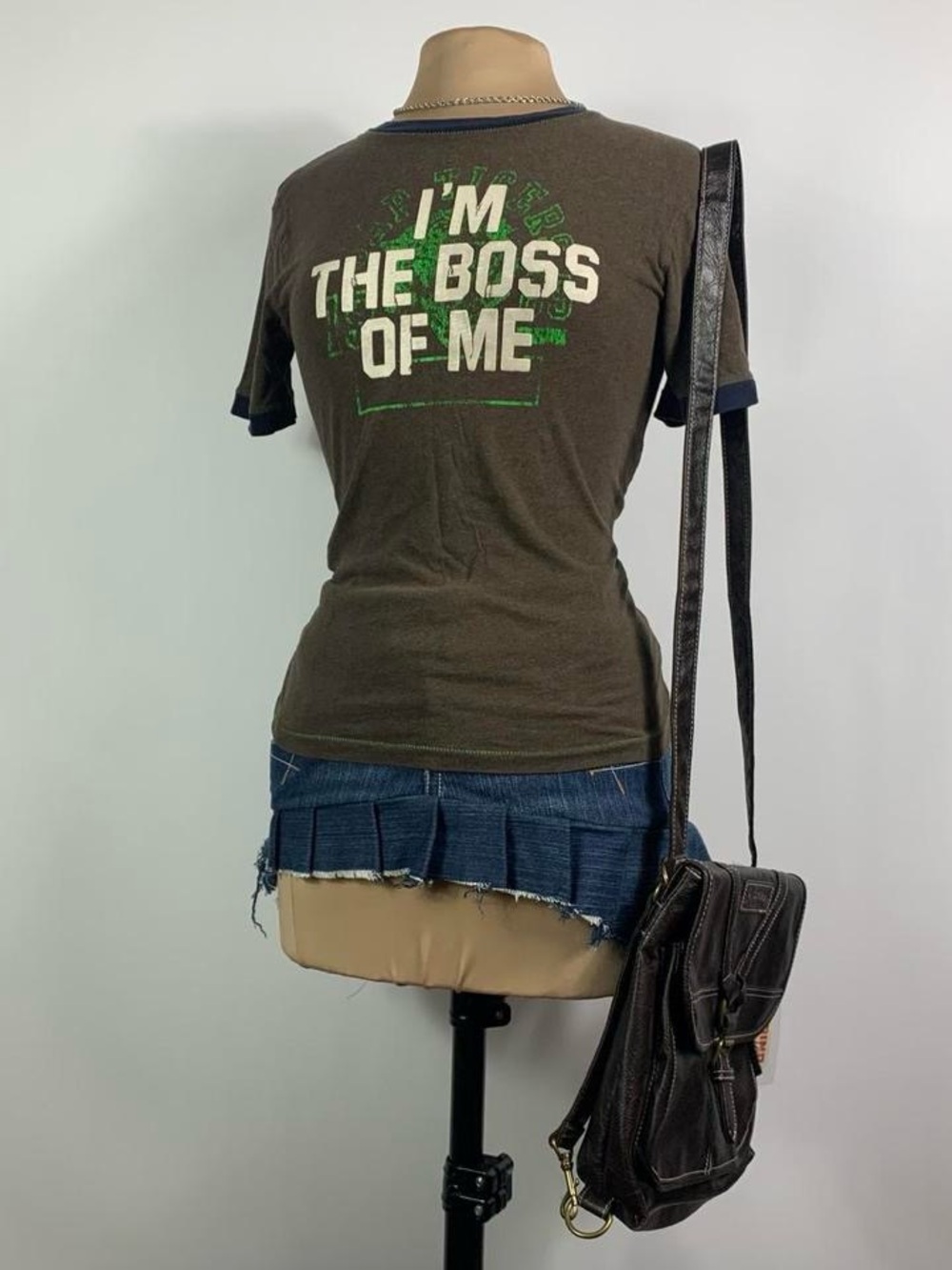 2007 2000’s William Faden Ringer Slogan Baby Tee I’m The Boss Of Me Womens M/L